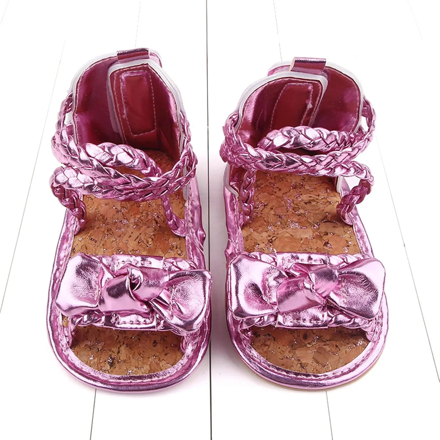 0-18Months Baby Boys Girls Bow Sandals Soft Non-Slip Rubber Sole Summer Flat Walking Shoes Infant First Walker Shoes