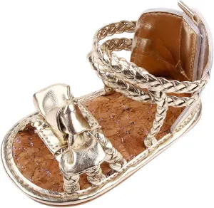 0-18Months Baby Boys Girls Bow Sandals Soft Non-Slip Rubber Sole Summer Flat Walking Shoes Infant First Walker Shoes
