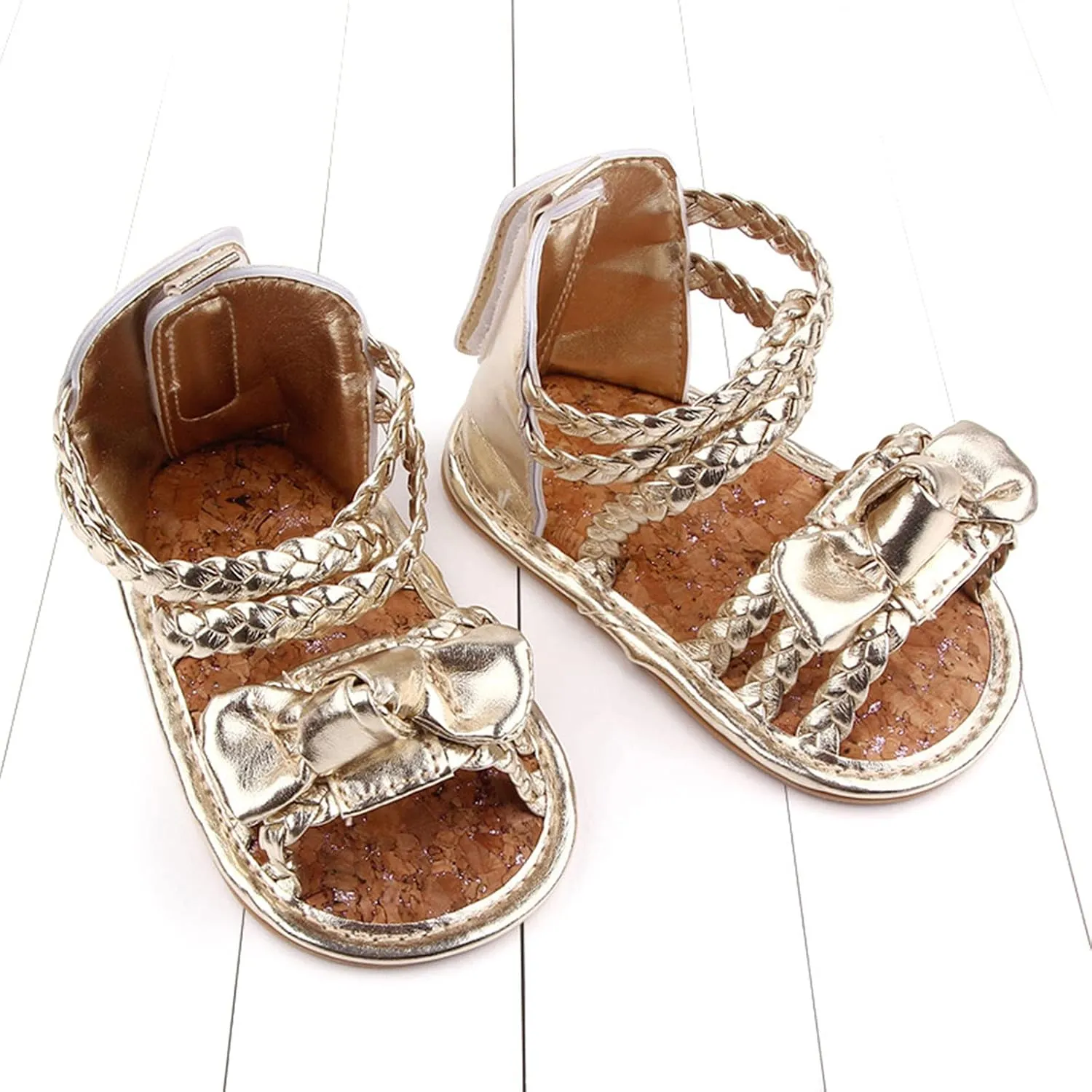 0-18Months Baby Boys Girls Bow Sandals Soft Non-Slip Rubber Sole Summer Flat Walking Shoes Infant First Walker Shoes