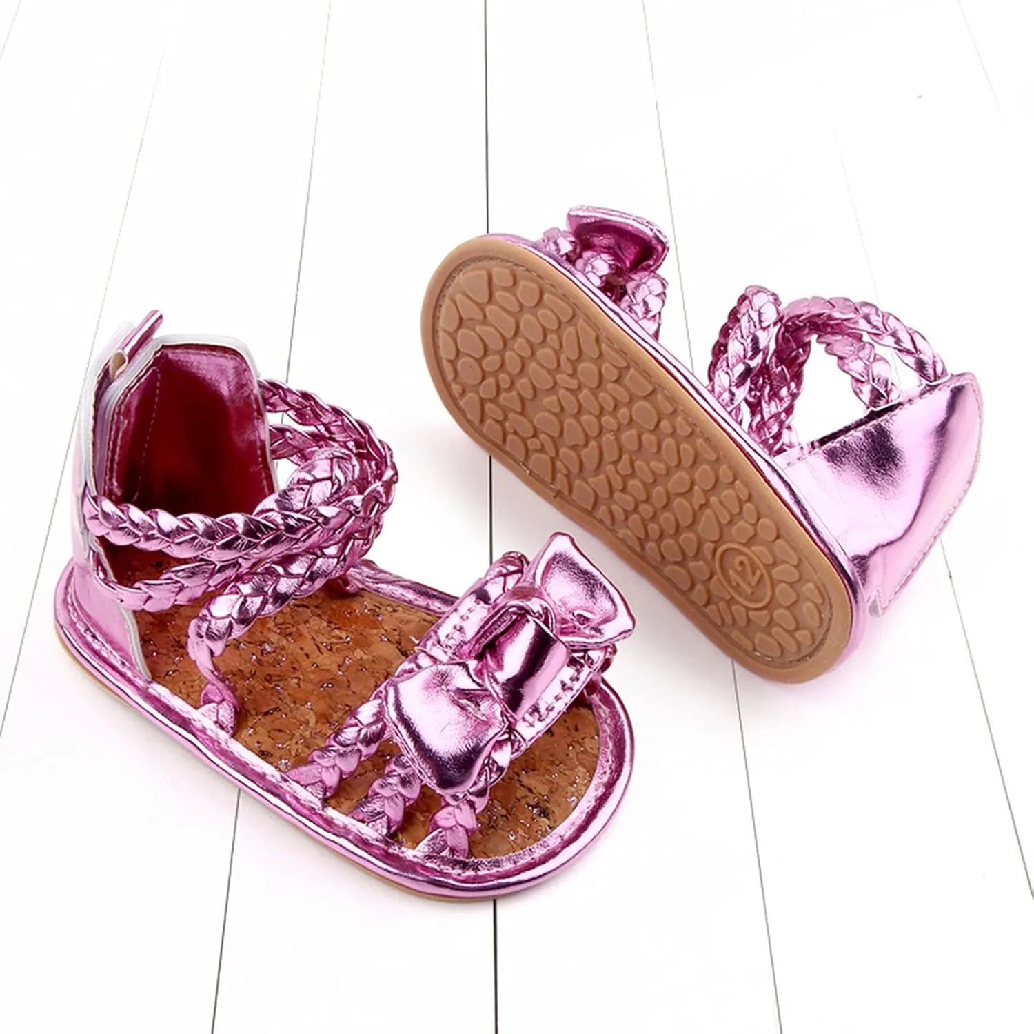 0-18Months Baby Boys Girls Bow Sandals Soft Non-Slip Rubber Sole Summer Flat Walking Shoes Infant First Walker Shoes