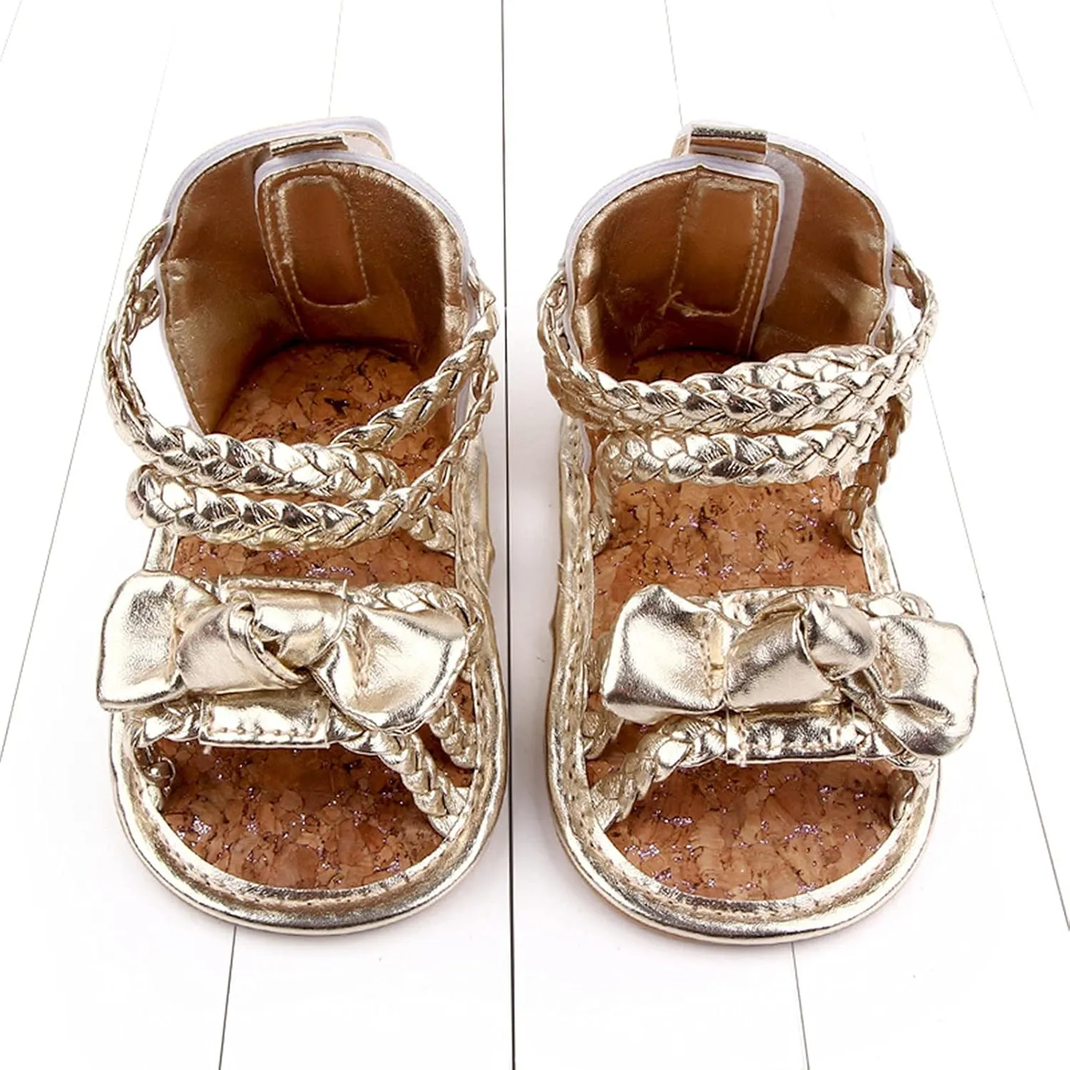 0-18Months Baby Boys Girls Bow Sandals Soft Non-Slip Rubber Sole Summer Flat Walking Shoes Infant First Walker Shoes