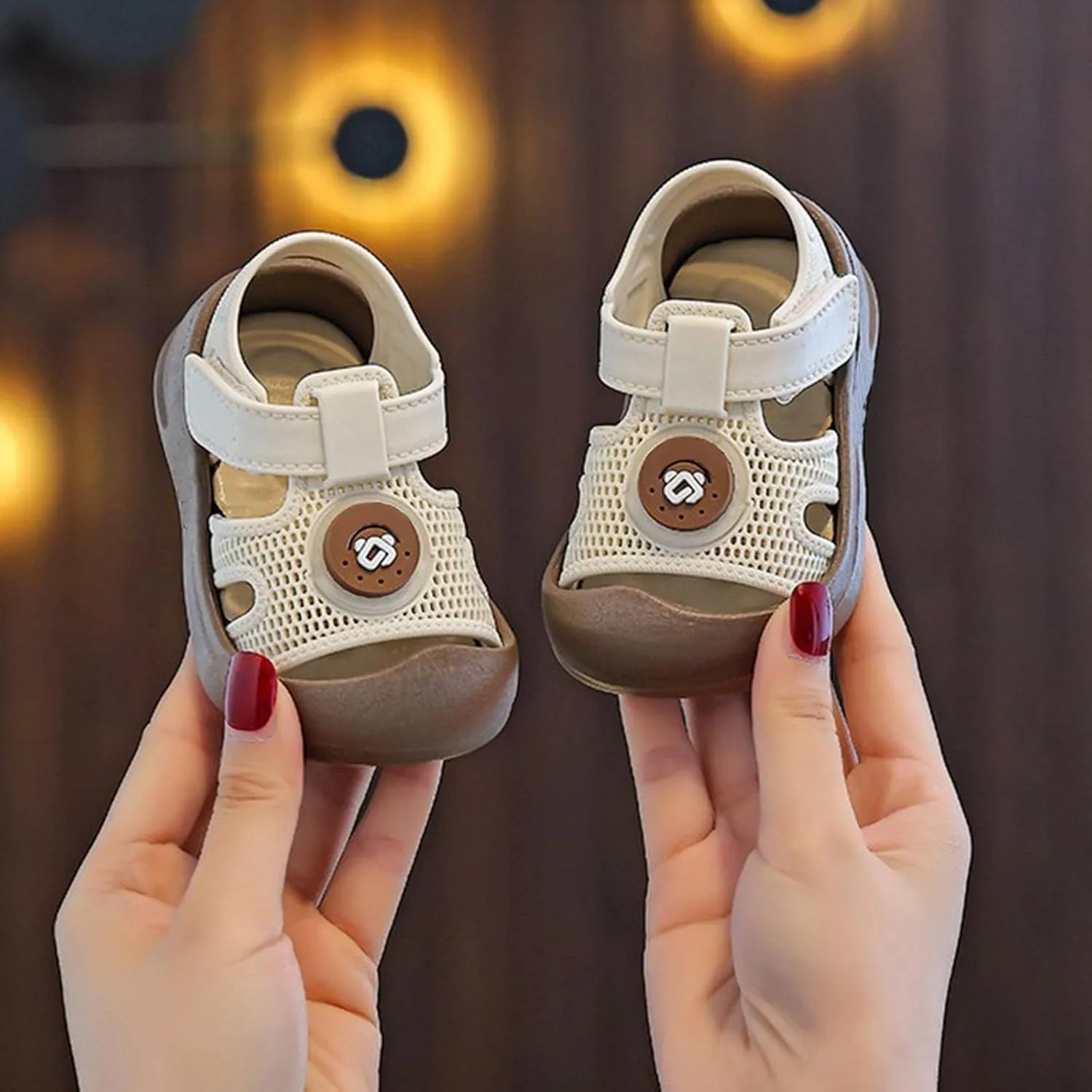 Baby Boy Girl Closed Toe Summer Casual Sandals Rubber Sole Lightweight Shoes Infant Non-Slip First Walking Sneakers