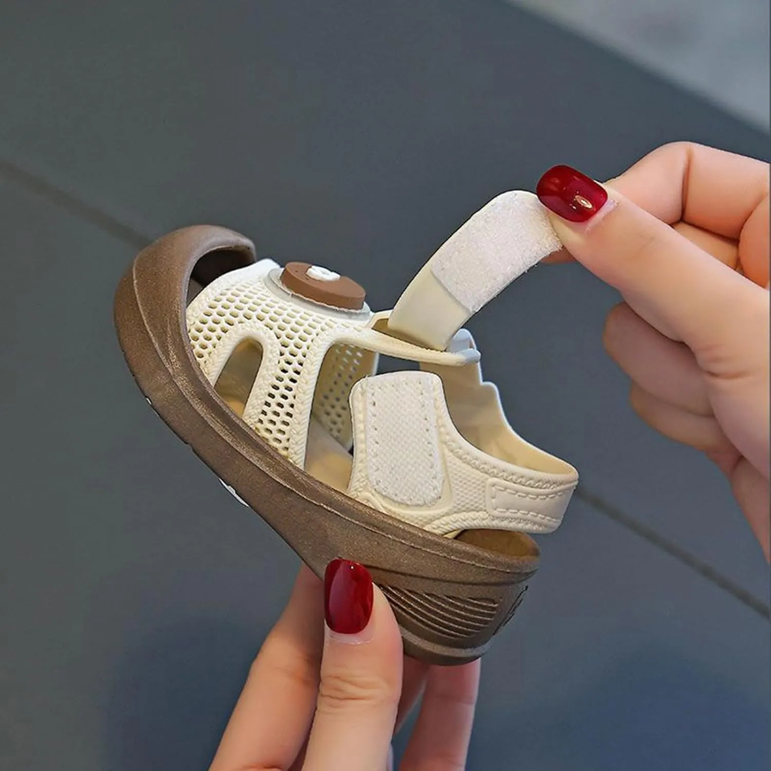 Baby Boy Girl Closed Toe Summer Casual Sandals Rubber Sole Lightweight Shoes Infant Non-Slip First Walking Sneakers