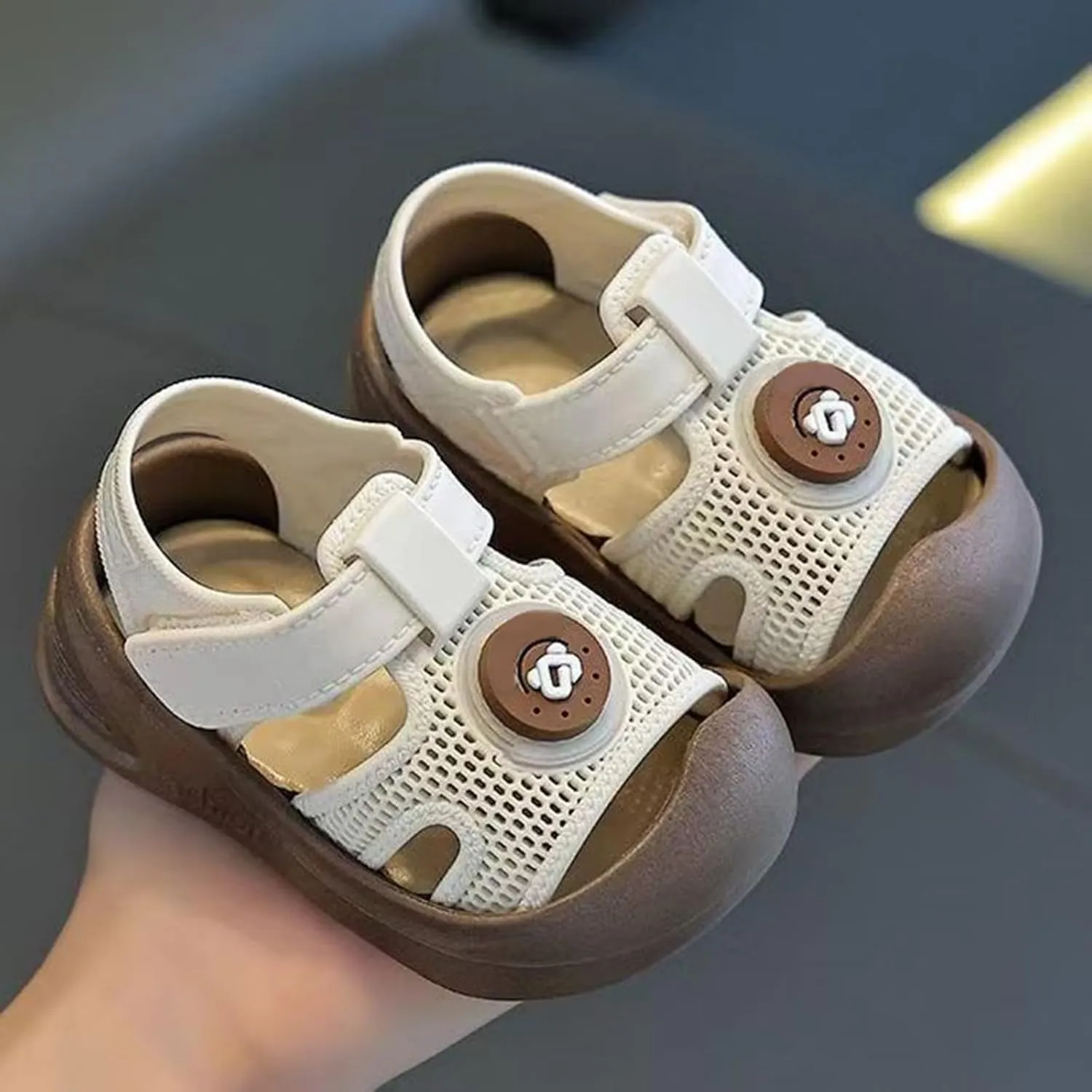 Baby Boy Girl Closed Toe Summer Casual Sandals Rubber Sole Lightweight Shoes Infant Non-Slip First Walking Sneakers