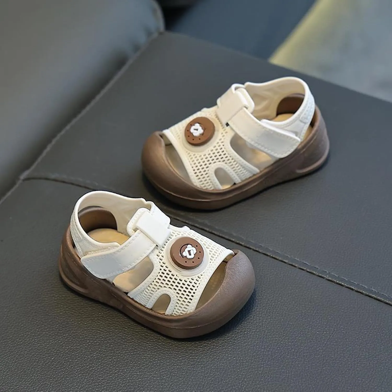 Baby Boy Girl Closed Toe Summer Casual Sandals Rubber Sole Lightweight Shoes Infant Non-Slip First Walking Sneakers