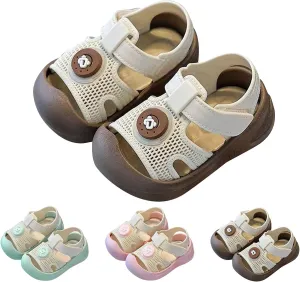 Baby Boy Girl Closed Toe Summer Casual Sandals Rubber Sole Lightweight Shoes Infant Non-Slip First Walking Sneakers