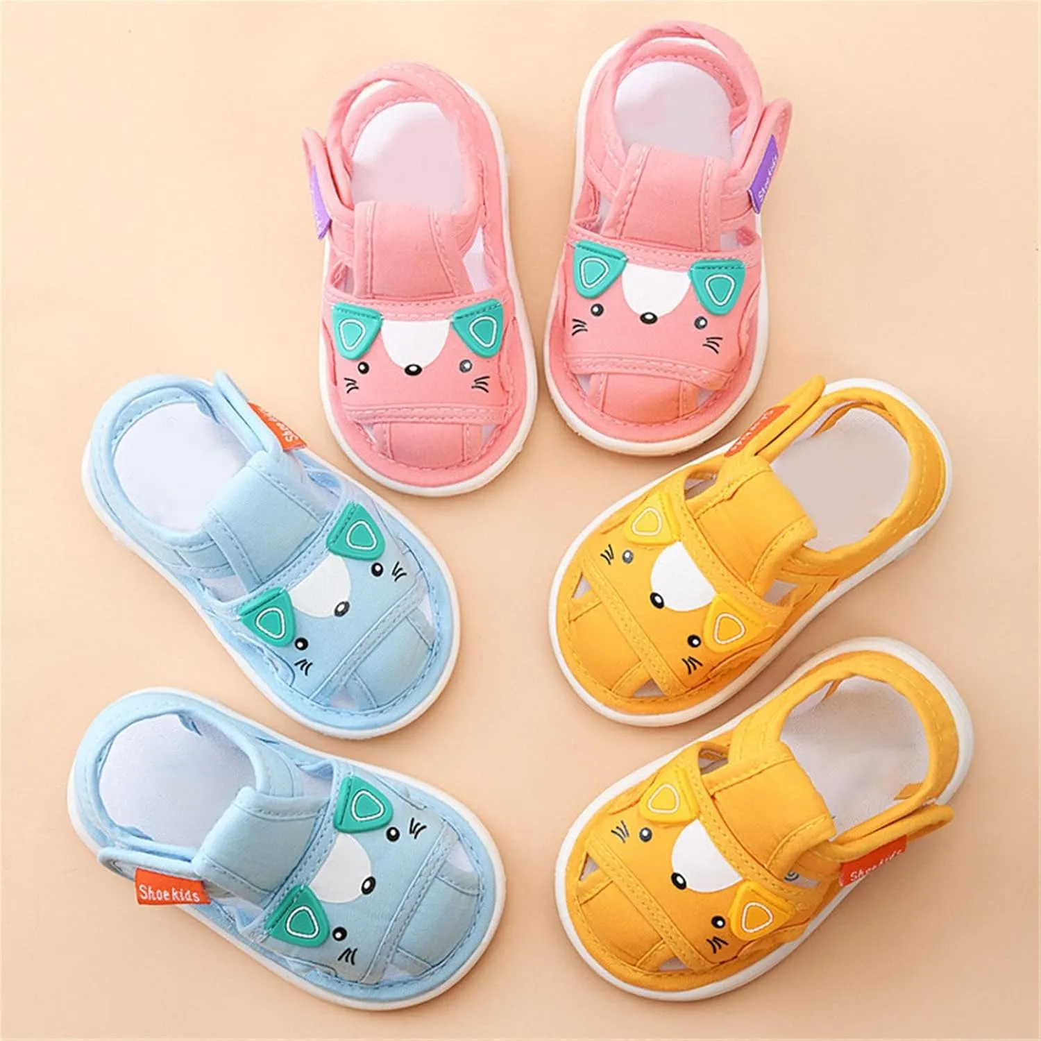 Baby Boy Girl Sandals Infant Cute Cartoon Shoes Lightweight Non-Slip Flats Soft Bottom Non Slip Open Toe Sandals
