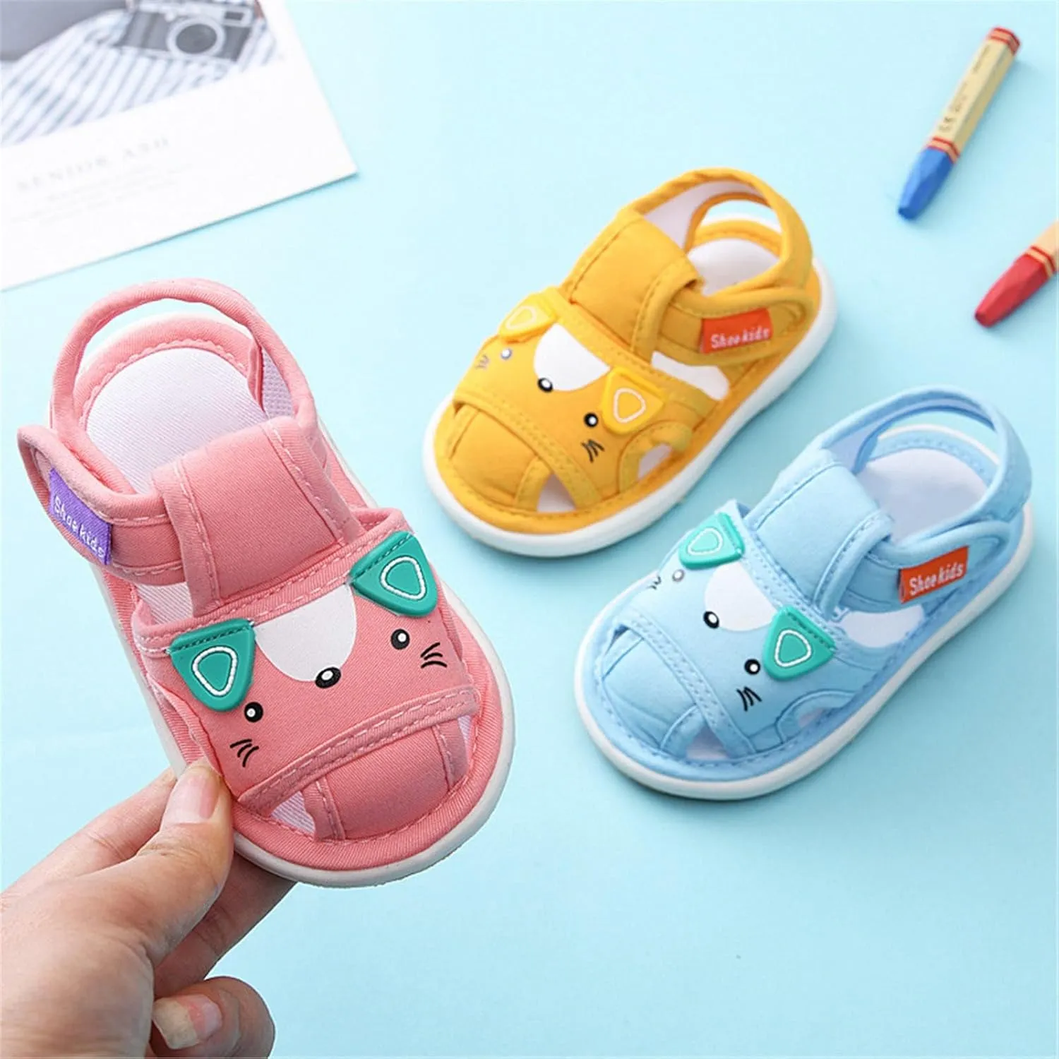 Baby Boy Girl Sandals Infant Cute Cartoon Shoes Lightweight Non-Slip Flats Soft Bottom Non Slip Open Toe Sandals