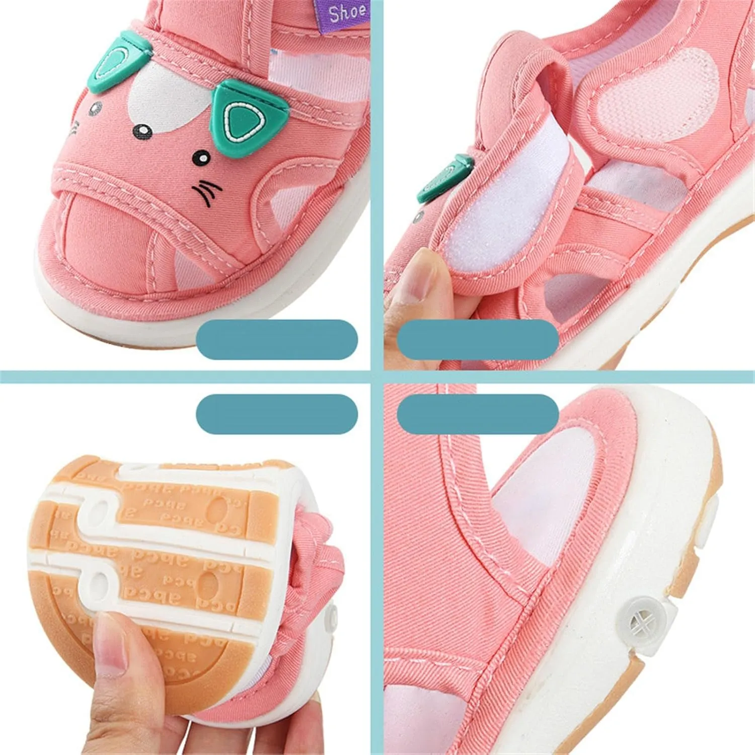 Baby Boy Girl Sandals Infant Cute Cartoon Shoes Lightweight Non-Slip Flats Soft Bottom Non Slip Open Toe Sandals