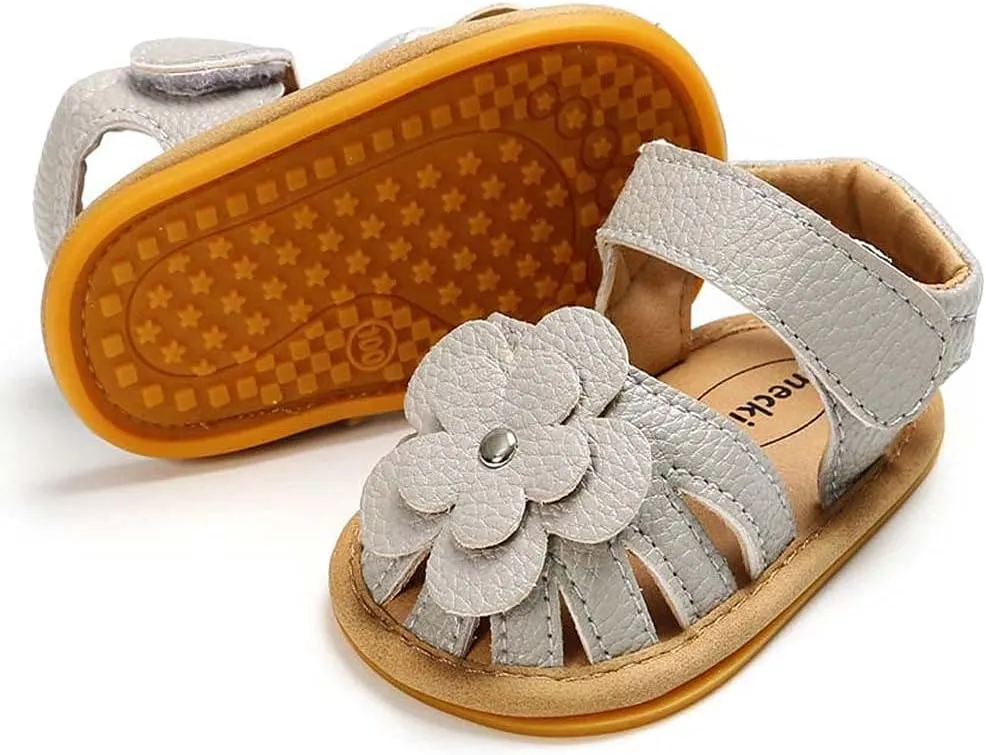 Baby Boy Girl Sandals Soft Sole Summer Flower Shoes Anti Slip Rubber Sole Newborn 0-18M Prewalker First Walking Shoes