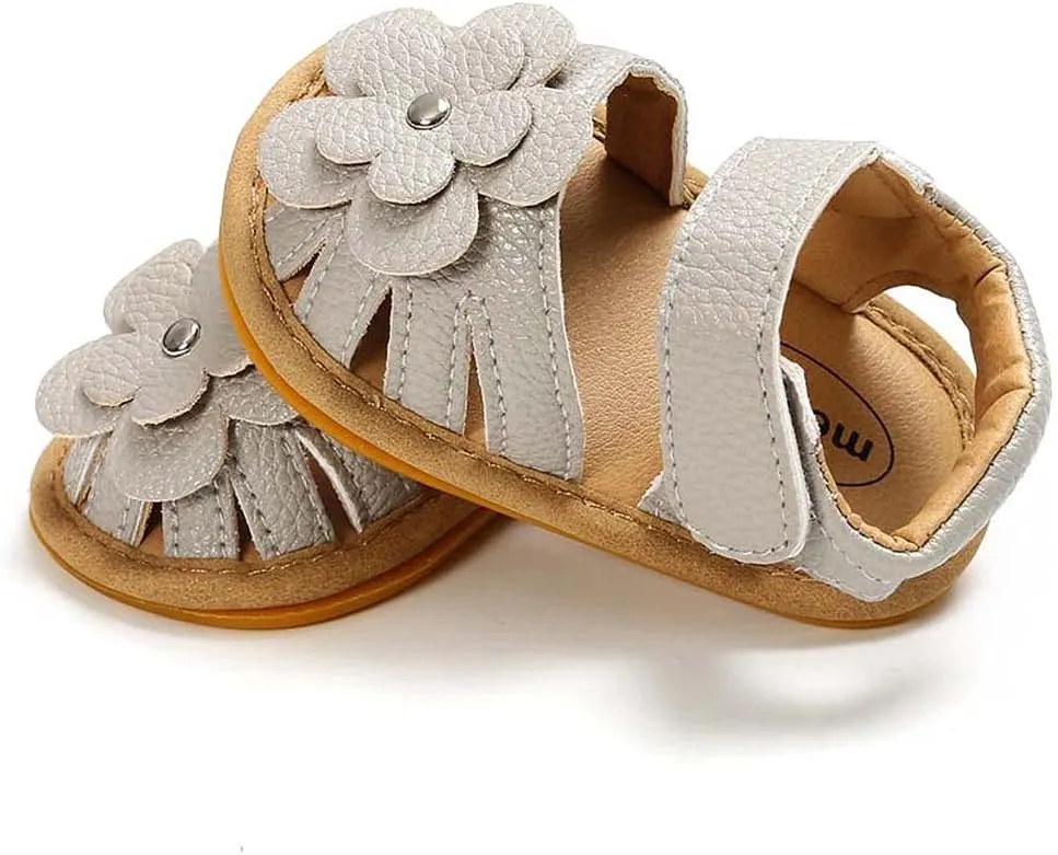 Baby Boy Girl Sandals Soft Sole Summer Flower Shoes Anti Slip Rubber Sole Newborn 0-18M Prewalker First Walking Shoes