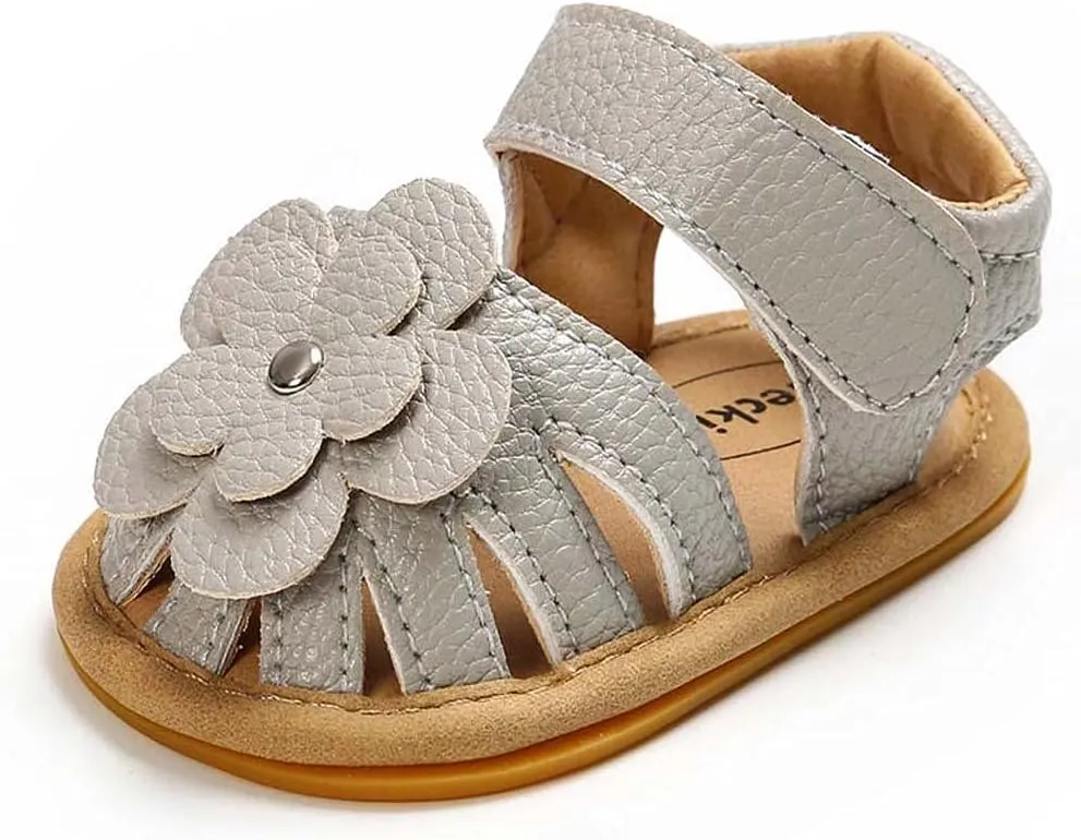 Baby Boy Girl Sandals Soft Sole Summer Flower Shoes Anti Slip Rubber Sole Newborn 0-18M Prewalker First Walking Shoes