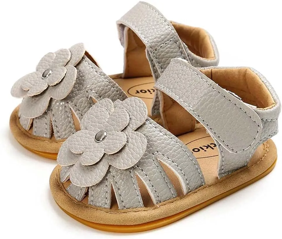 Baby Boy Girl Sandals Soft Sole Summer Flower Shoes Anti Slip Rubber Sole Newborn 0-18M Prewalker First Walking Shoes