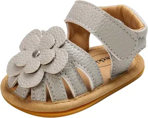 Baby Boy Girl Sandals Soft Sole Summer Flower Shoes Anti Slip Rubber Sole Newborn 0-18M Prewalker First Walking Shoes