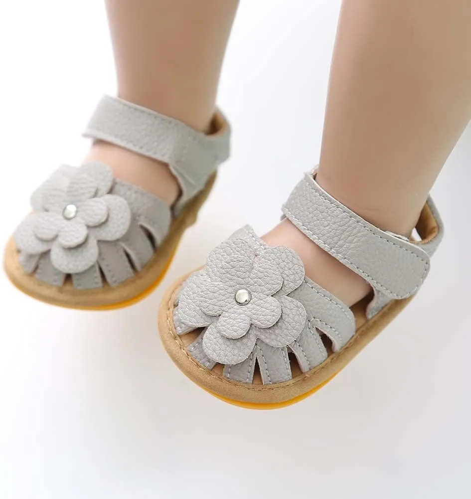 Baby Boy Girl Sandals Soft Sole Summer Flower Shoes Anti Slip Rubber Sole Newborn 0-18M Prewalker First Walking Shoes