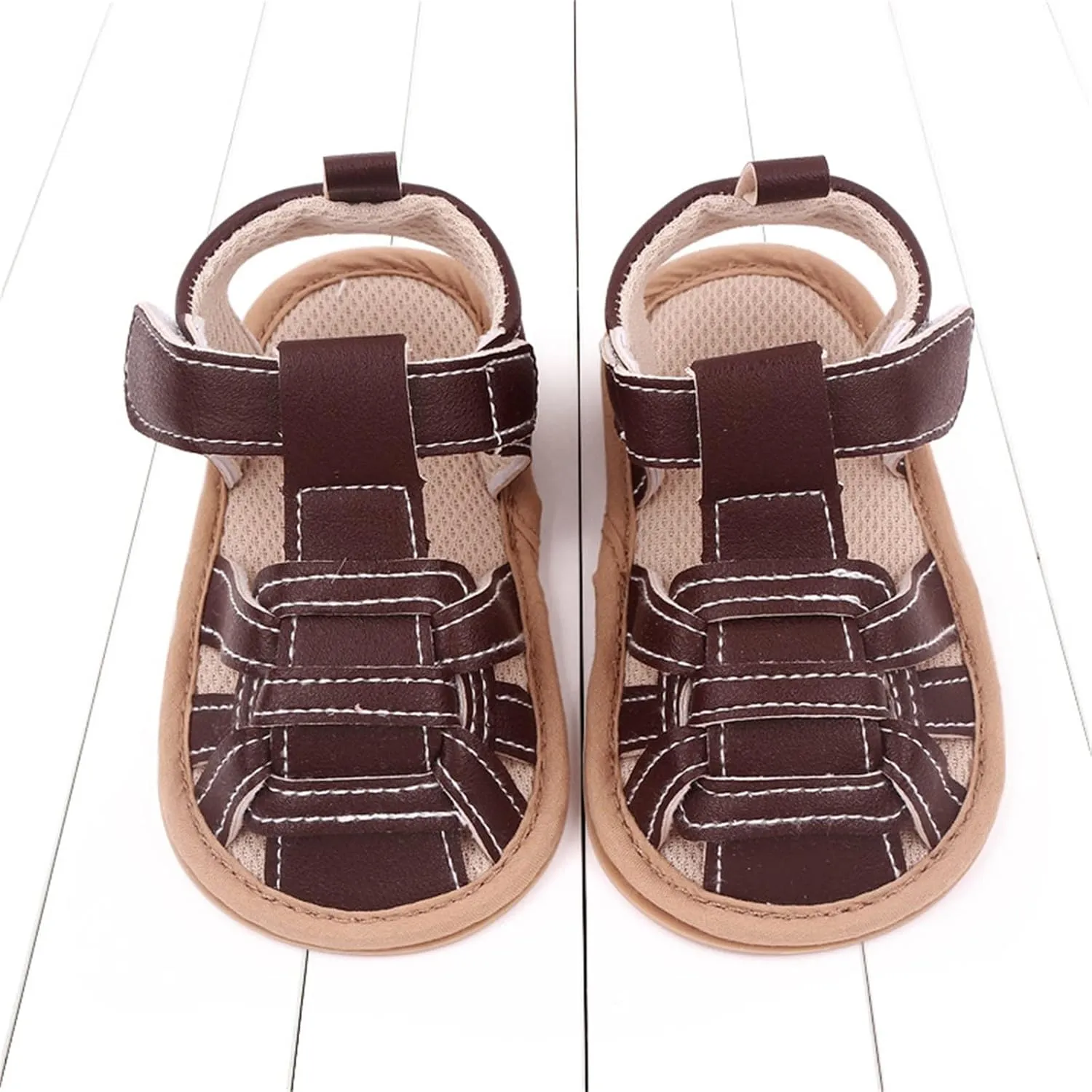 Baby Boy Sandals Closed Toe Squeaky Sandals For Toddler Boys Walking Shoes With Adjustable Strap Flexible Sole Shoes