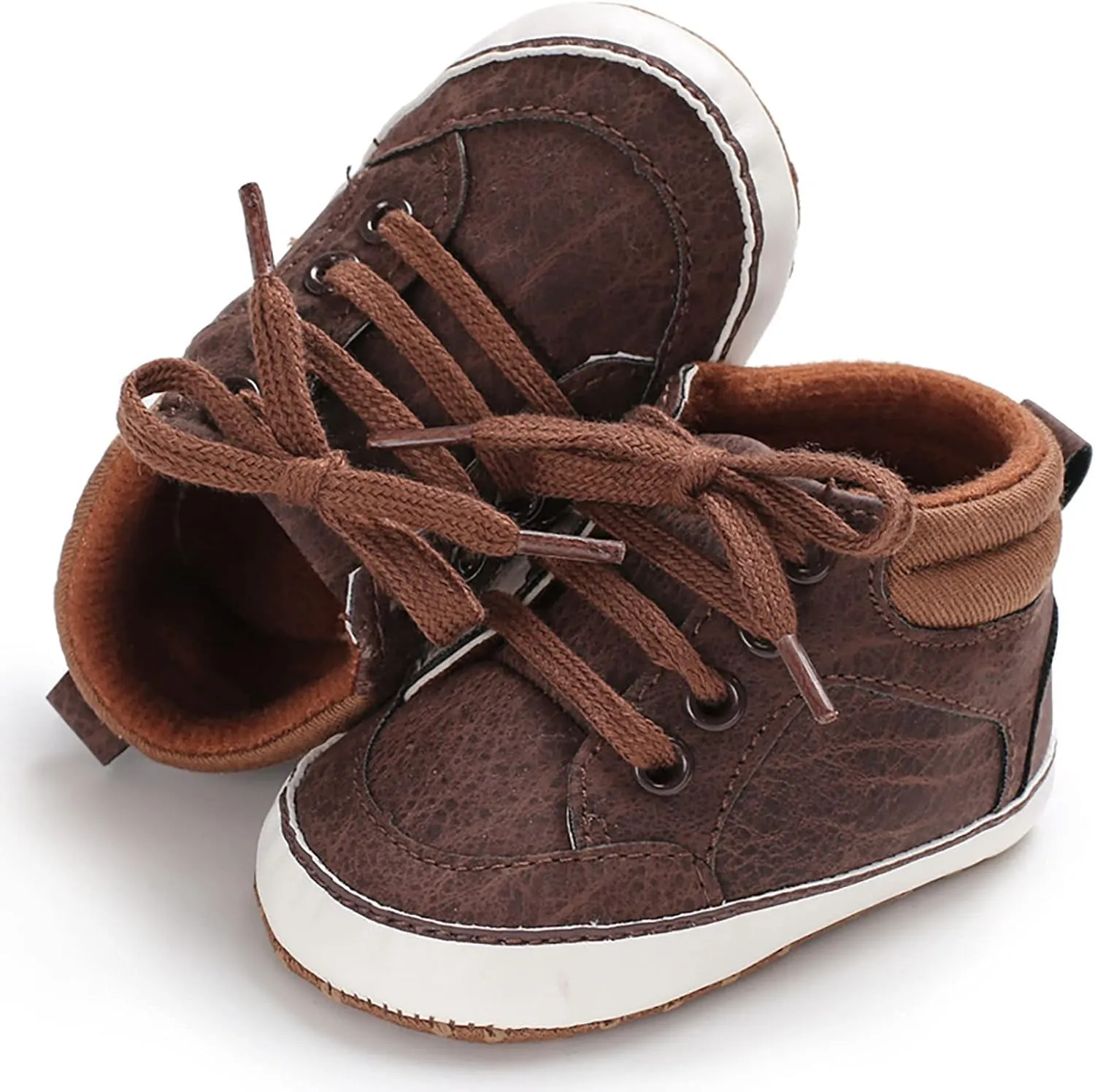 Baby Boys Girls High Top Sneakers Soft Soles Anti Slip Ankle Shoes Infant Toddler Flat Bottom First Walking Shoes