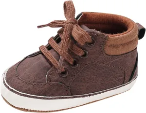 Baby Boys Girls High Top Sneakers Soft Soles Anti Slip Ankle Shoes Infant Toddler Flat Bottom First Walking Shoes