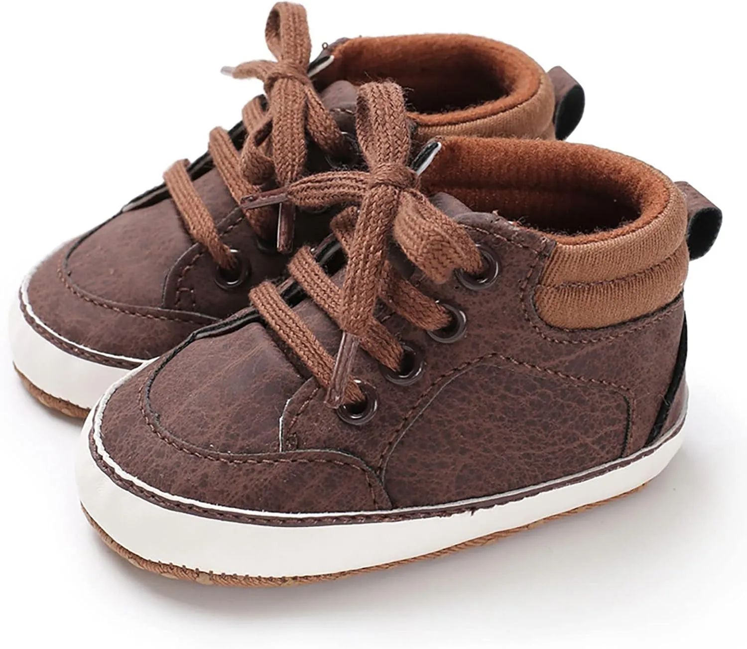 Baby Boys Girls High Top Sneakers Soft Soles Anti Slip Ankle Shoes Infant Toddler Flat Bottom First Walking Shoes