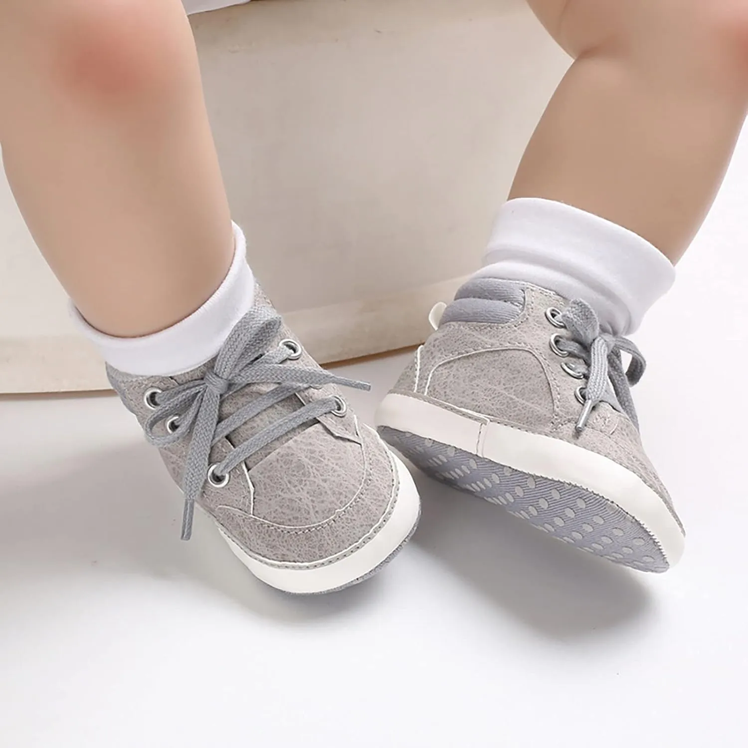 Baby Boys Girls High Top Sneakers Soft Soles Anti Slip Infant Ankle Shoes Toddler Prewalker First Walking Shoes