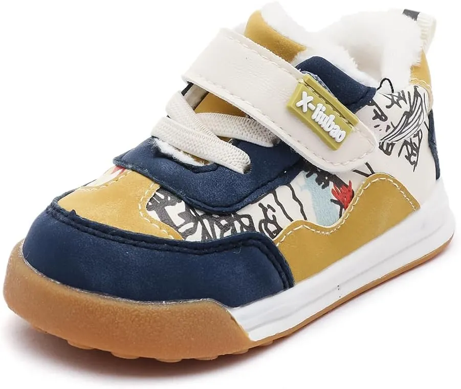 Baby Boys Girls Shoes for Toddler 1-3 Years Warm Sneakers with Plush Faux Fur Lining Soft Rubber Sole Non-Slip Outdoor Boots