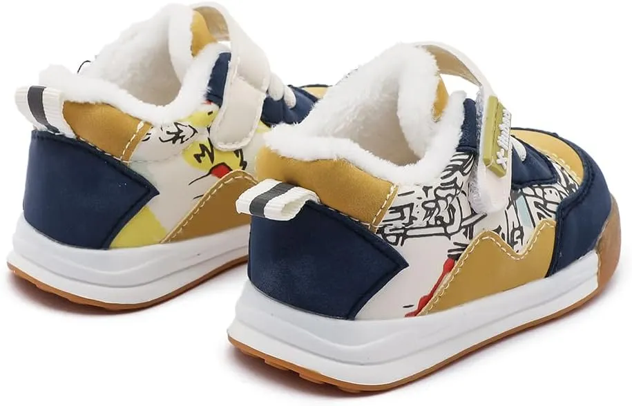Baby Boys Girls Shoes for Toddler 1-3 Years Warm Sneakers with Plush Faux Fur Lining Soft Rubber Sole Non-Slip Outdoor Boots