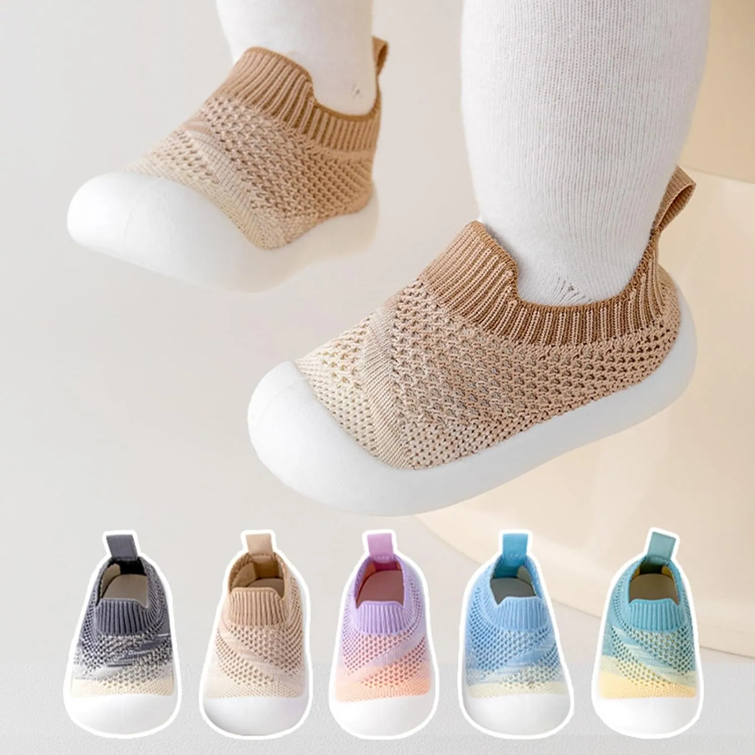 Baby Boys Girls Summer Casual Sandals Toddler Infant Knitted Gradient Color Breathable Soft Sole Rubber Flats Shoes
