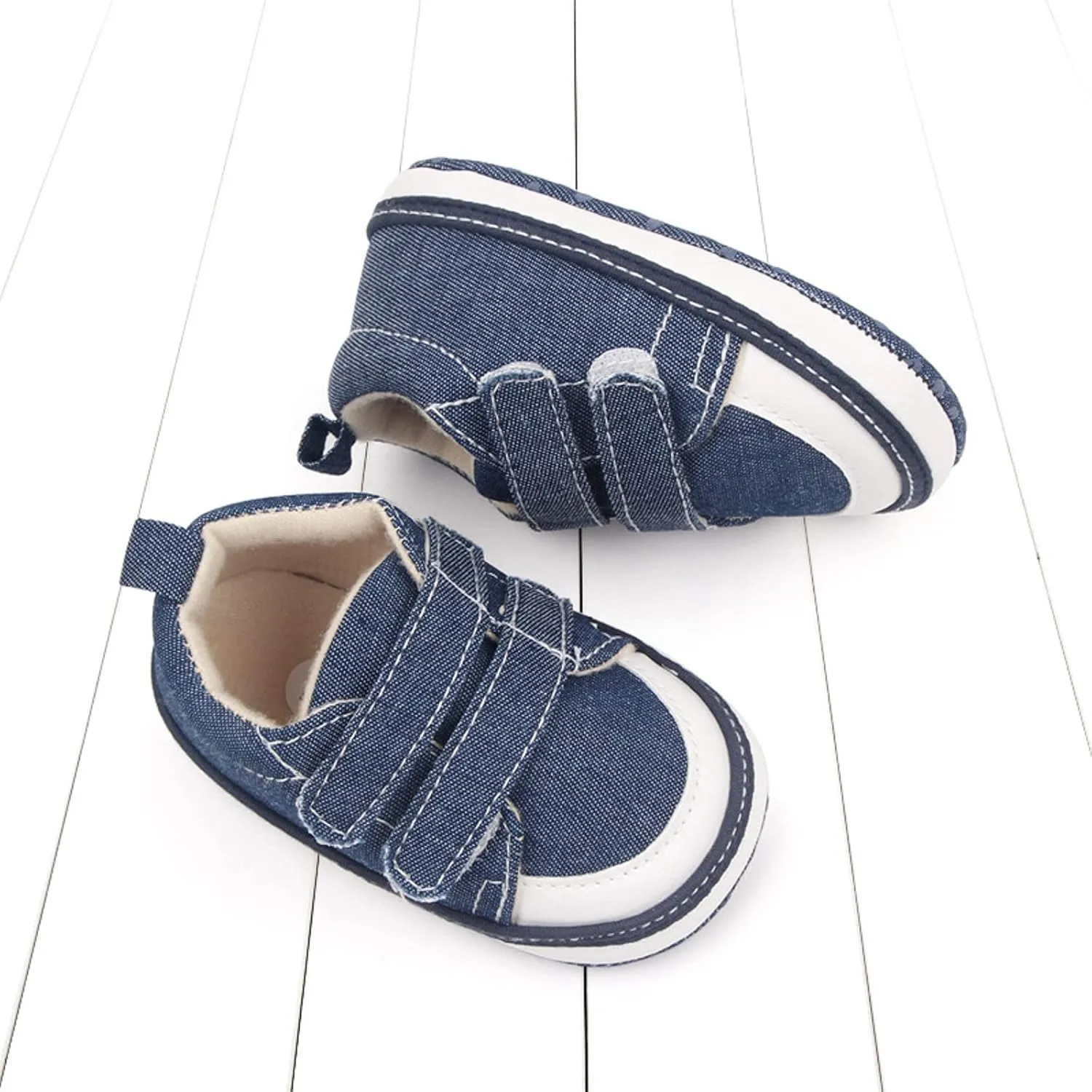 Baby Canvas Sneakers Infant First Walers Non Slip Soft Sole Crib Casual Shoes Newborn Hook Loop Tennis Shoes