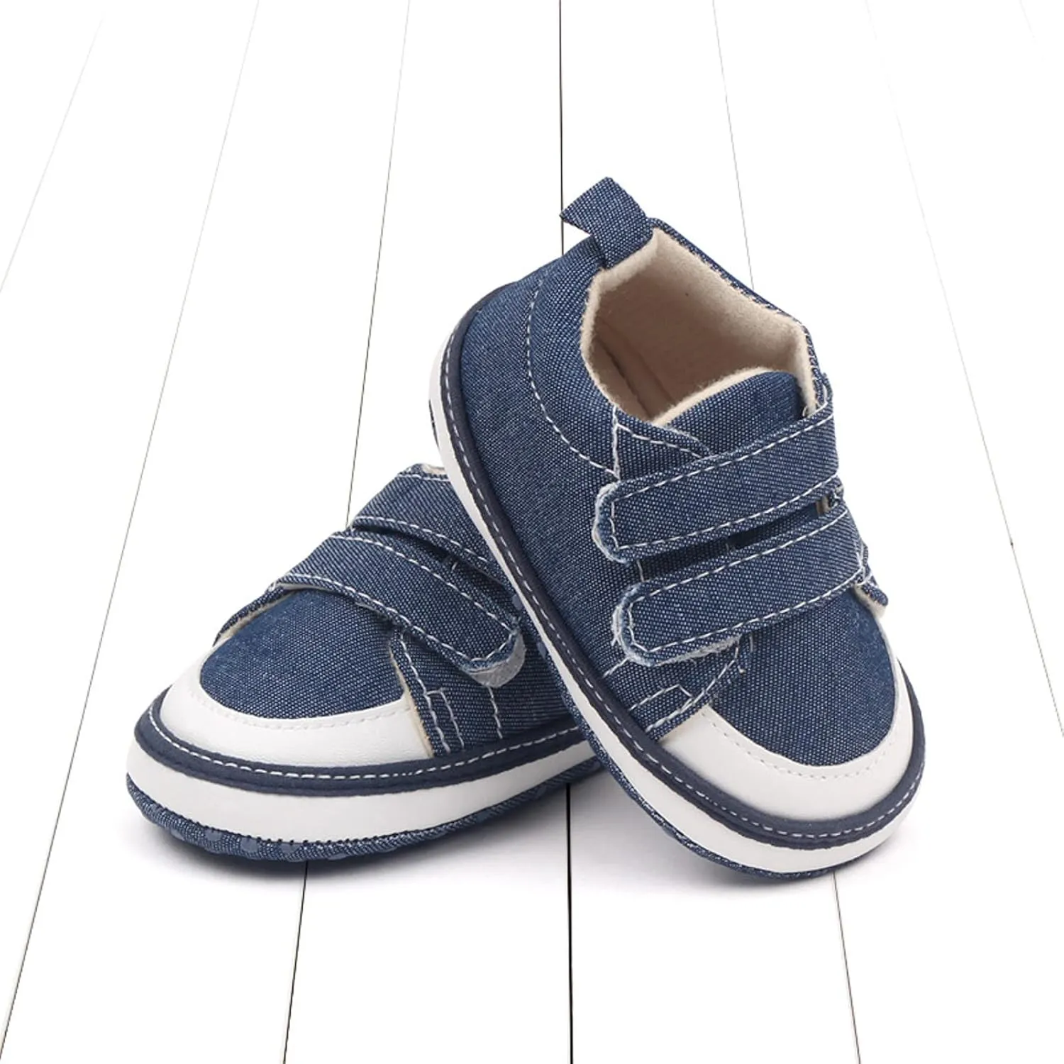 Baby Canvas Sneakers Infant First Walers Non Slip Soft Sole Crib Casual Shoes Newborn Hook Loop Tennis Shoes