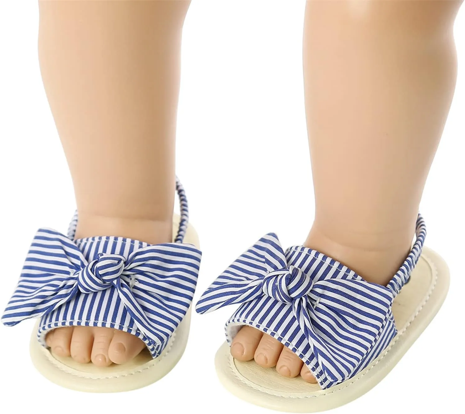 Baby Girls Bowknot Rome Sandals Summer Shoes Infant First Walking Slipper Shoes Non-Slip Beach Stripe Sandals