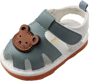 Baby Girls Boys Sandals Infant Toddler Shoes First Walking Shoes Soft Anti-Slip Sole Flat Shoes Causal (Blue, 5 Infant)