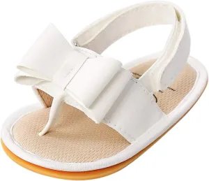 Baby Girls Boys Sandals Infant Toddler Shoes Newborn First Walkers Shoes Soft Anti-Slip Rubber Sole (White, 6-12 Months)