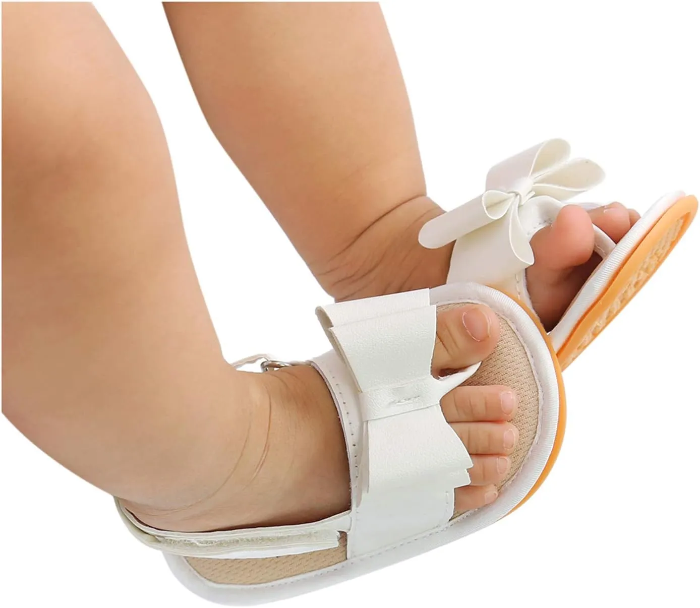 Baby Girls Boys Sandals Infant Toddler Shoes Newborn First Walkers Shoes Soft Anti-Slip Rubber Sole (White, 6-12 Months)