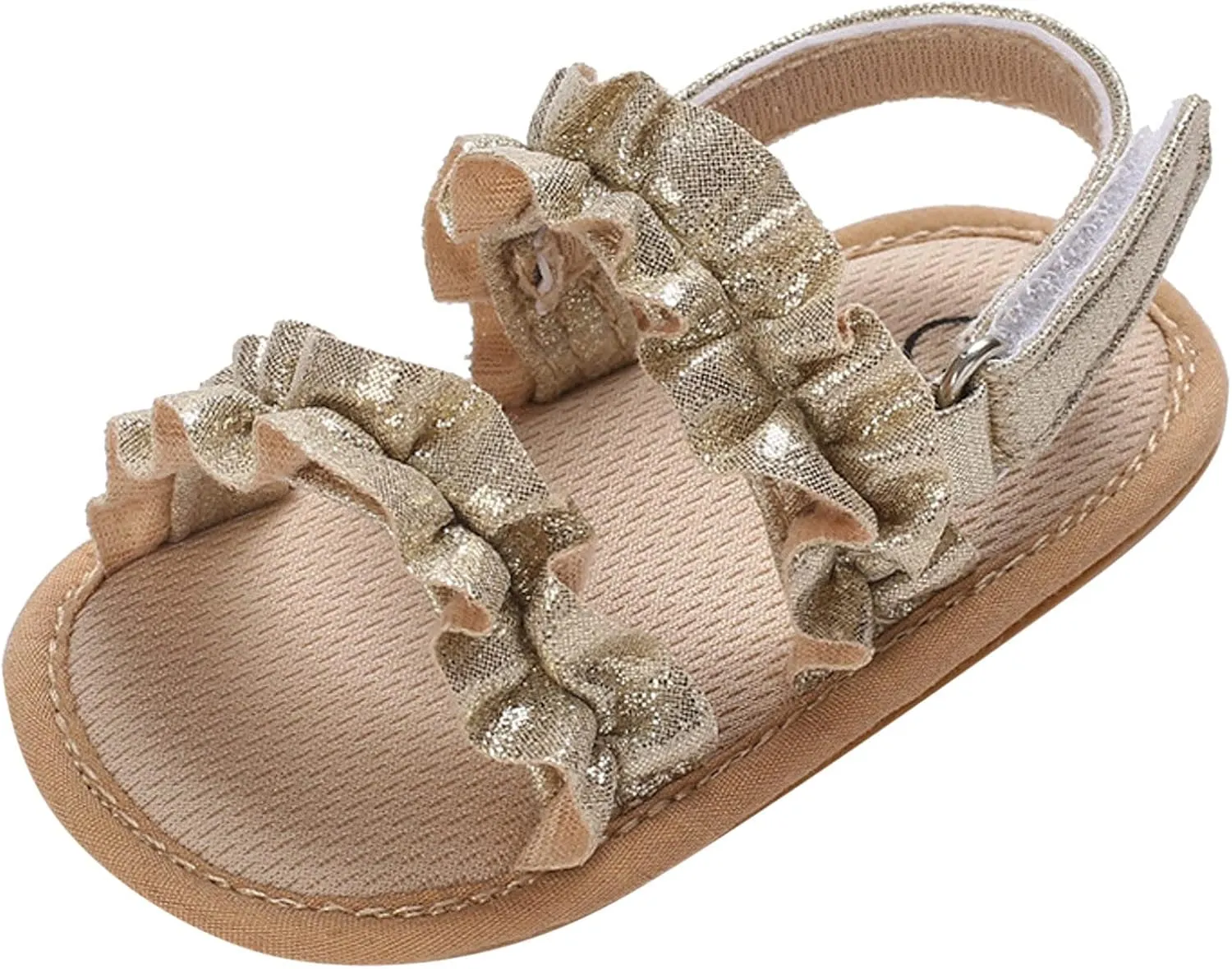 Baby Girls Boys Sandals Infant Toddler Shoes Ruffles First Walkers Soft Sole Sneakers Summer Beach (Gold, 4 Infant)