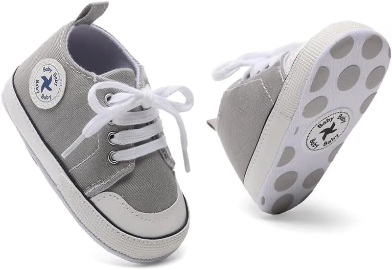 Baby Girls Boys Shoes Soft Anti-Slip Sole Newborn First Walkers High Top Canvas Denim Unisex Infant Sneaker