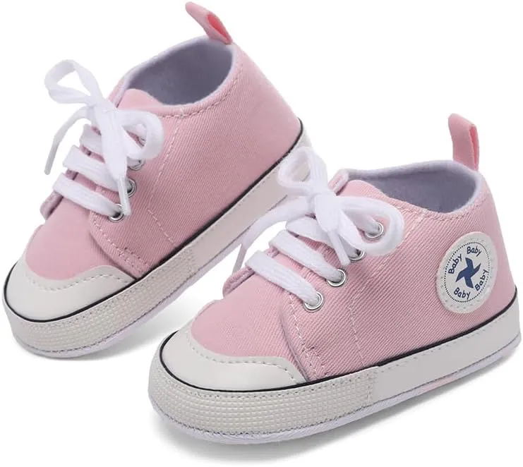 Baby Girls Boys Shoes Soft Anti-Slip Sole Newborn First Walkers High Top Canvas Denim Unisex Infant Sneaker