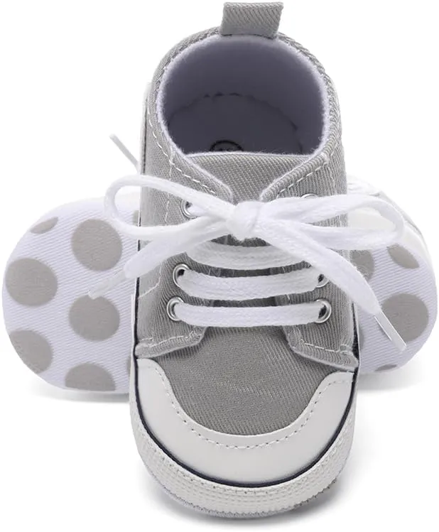 Baby Girls Boys Shoes Soft Anti-Slip Sole Newborn First Walkers High Top Canvas Denim Unisex Infant Sneaker