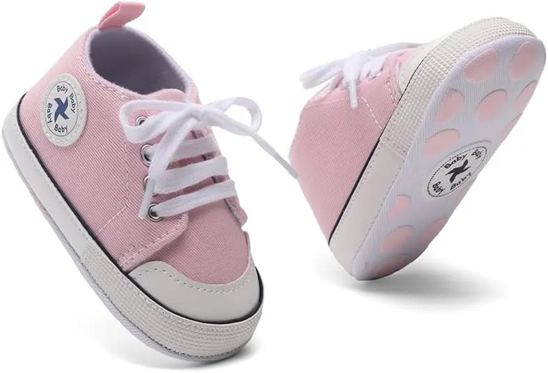 Baby Girls Boys Shoes Soft Anti-Slip Sole Newborn First Walkers High Top Canvas Denim Unisex Infant Sneaker