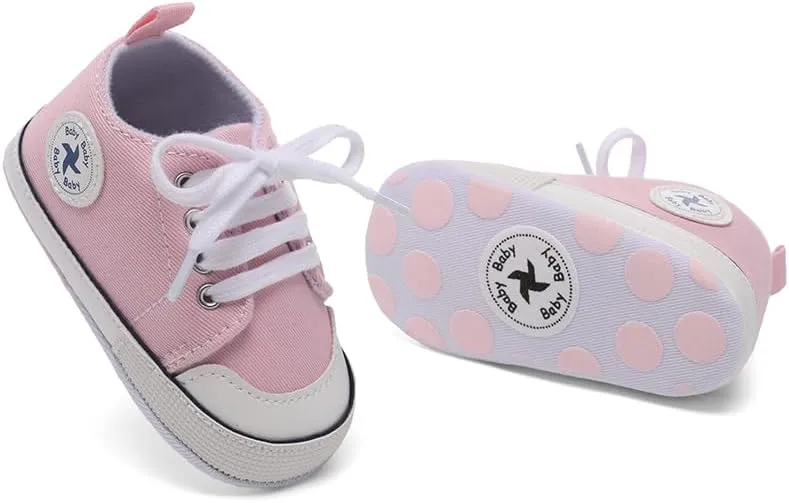 Baby Girls Boys Shoes Soft Anti-Slip Sole Newborn First Walkers High Top Canvas Denim Unisex Infant Sneaker