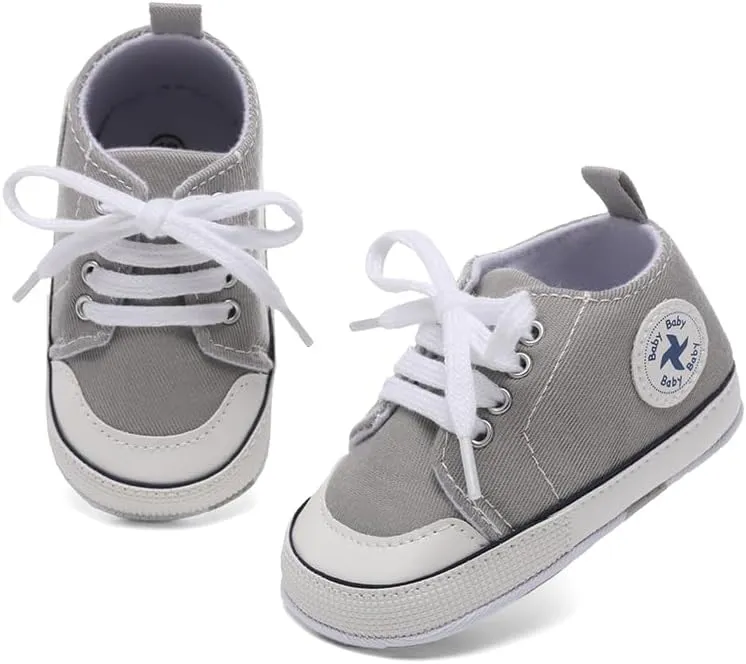 Baby Girls Boys Shoes Soft Anti-Slip Sole Newborn First Walkers High Top Canvas Denim Unisex Infant Sneaker