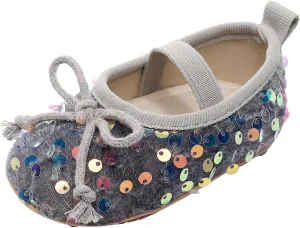Baby Girls Cute Sandals Sequins Bow Knot Non Slip Close Toe Flats Shoes Infant Soft Casual Sole Dress Sandals