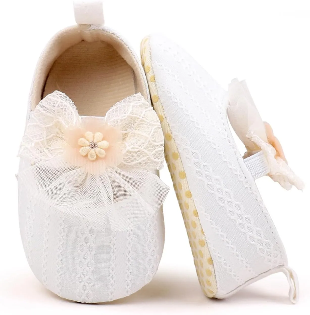 Baby Girls Sandals Cute Lace Bow Knot Non Slip Close Toe Flats Mary Jane Shoes Infant Soft Casual Sole Outdoor Sandals