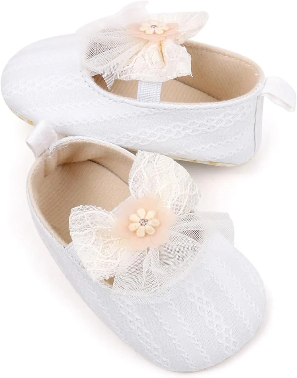 Baby Girls Sandals Cute Lace Bow Knot Non Slip Close Toe Flats Mary Jane Shoes Infant Soft Casual Sole Outdoor Sandals