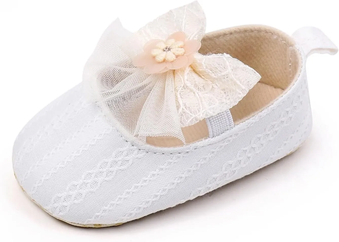 Baby Girls Sandals Cute Lace Bow Knot Non Slip Close Toe Flats Mary Jane Shoes Infant Soft Casual Sole Outdoor Sandals