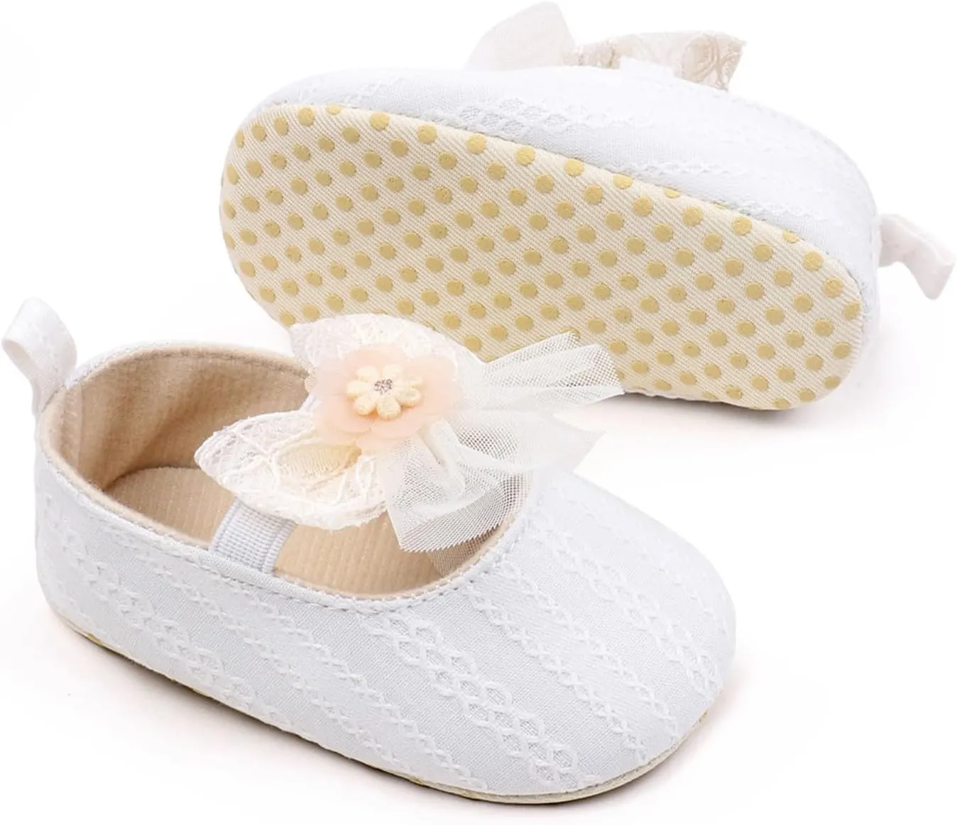 Baby Girls Sandals Cute Lace Bow Knot Non Slip Close Toe Flats Mary Jane Shoes Infant Soft Casual Sole Outdoor Sandals