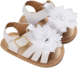 Baby Girls Sandals Ruffle Bowknot Premium Soft Sole Open Toe Breathable Summer Outdoor Shoes Sliders Sandals for Girls