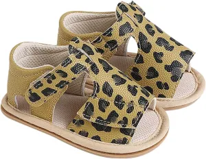 Baby Girls Sandals Soft Rubber Princess Flat Shoes Breathable Non Slip Flower Leopard Print Little Girl Sandals