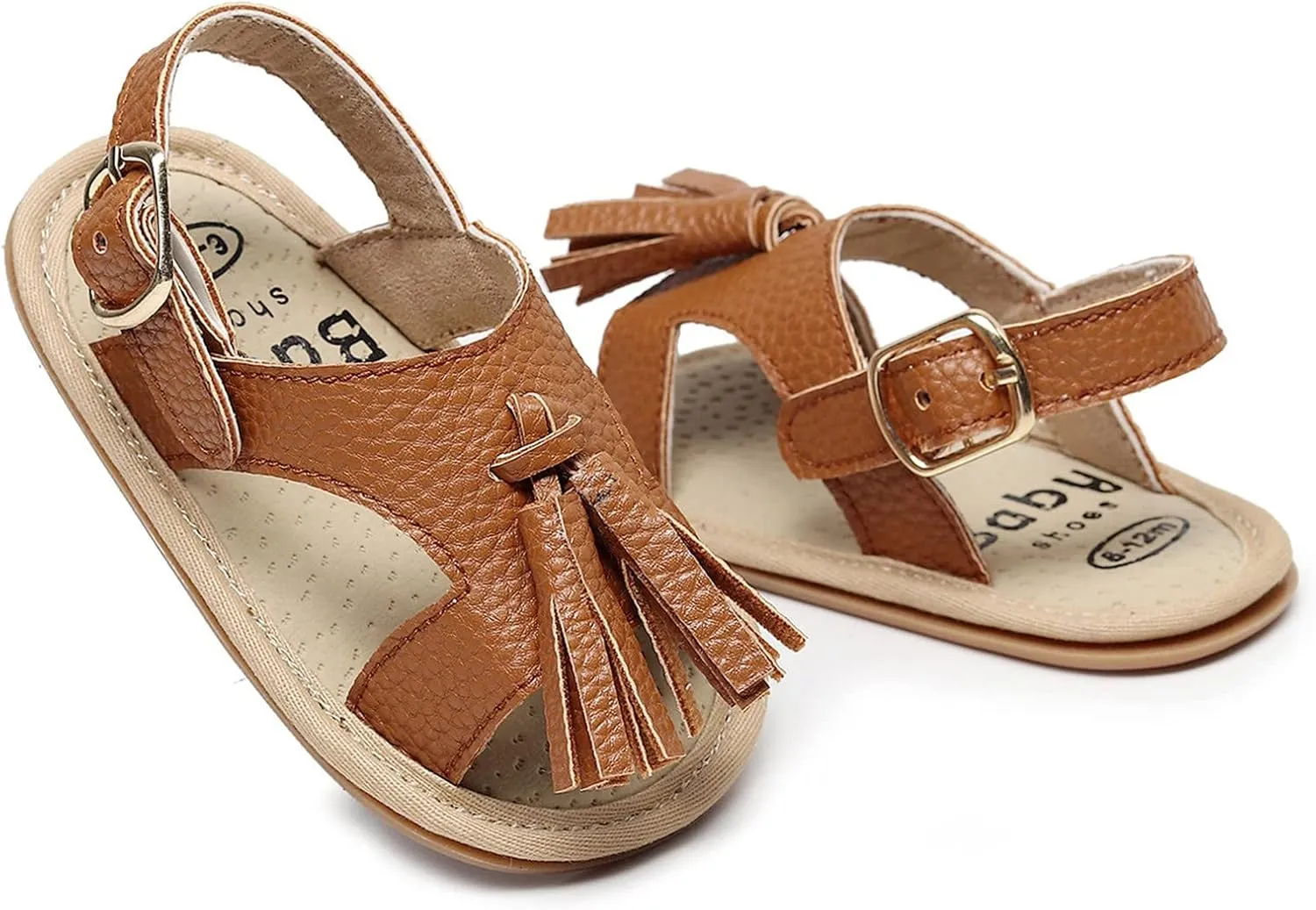 Baby Infant Girls Boys Tassels Sandals Non Slip Ankle Strap Soft Sole Summer Beach Outdoor Prewalker Toddler Shoes