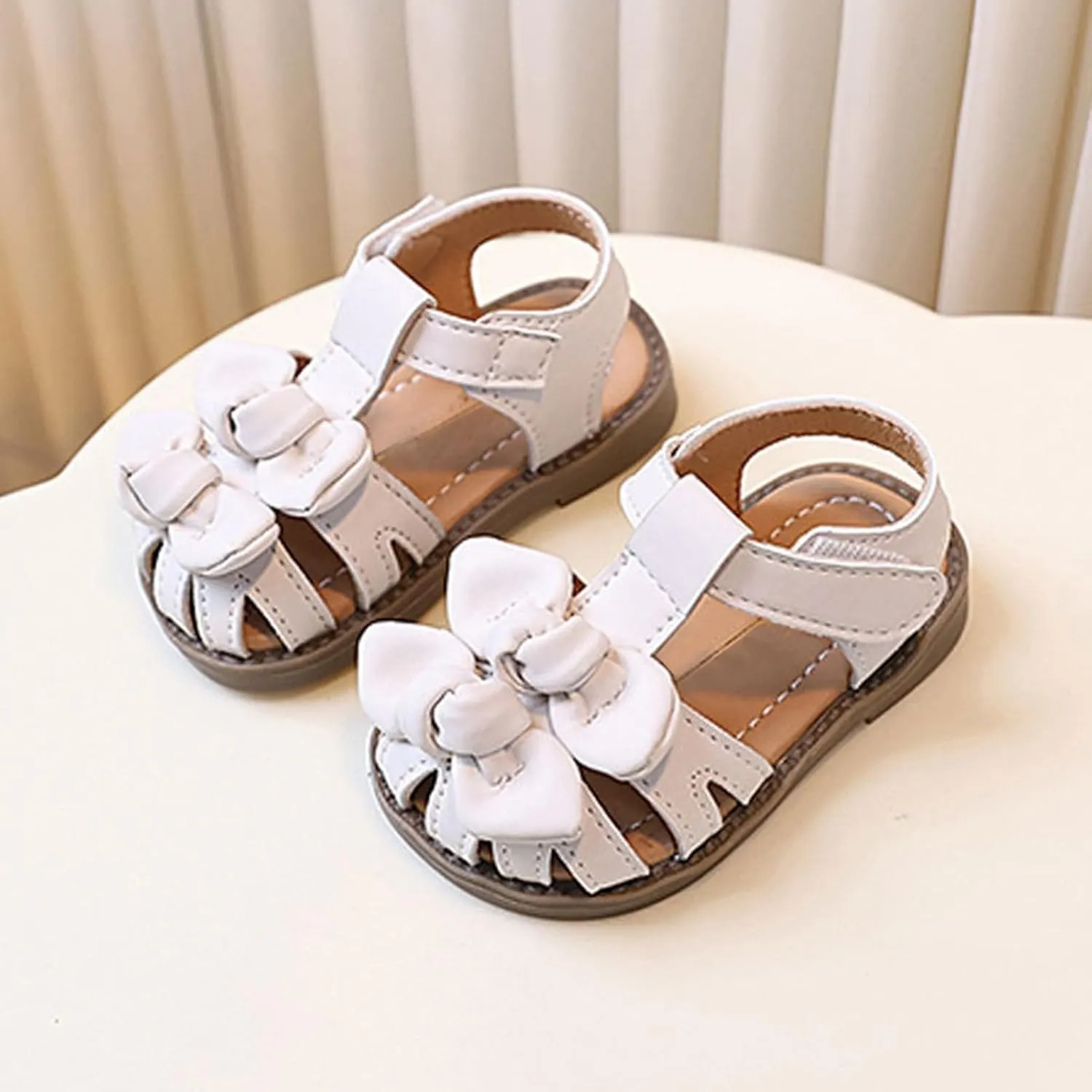 Baby Infant Girls Leather Sandals Open Toe Barefoot Sandals Newborn Girls Summer Casual Non Slip Breathable Shoes