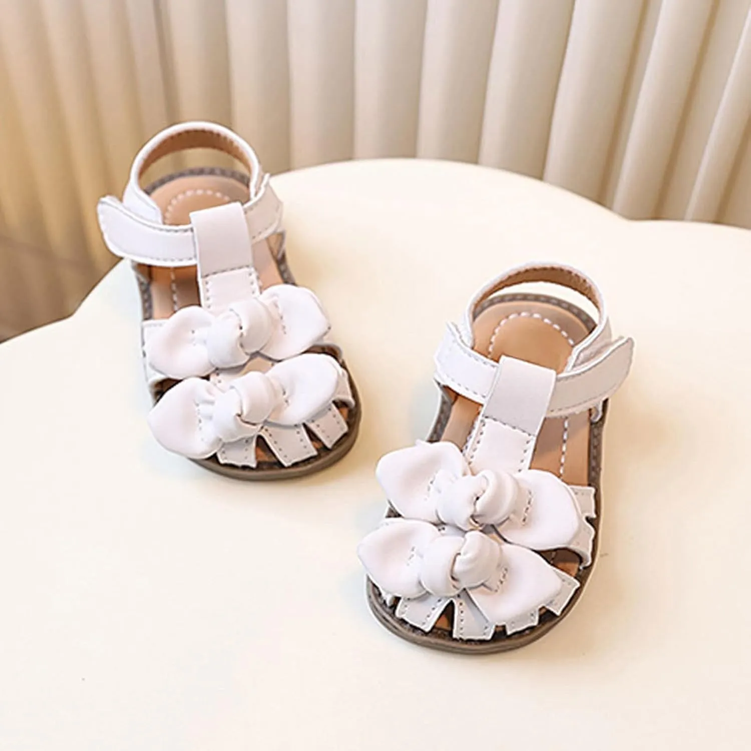 Baby Infant Girls Leather Sandals Open Toe Barefoot Sandals Newborn Girls Summer Casual Non Slip Breathable Shoes